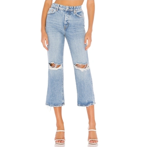 Free People We The Free Ranger Ripped Crop Wide Leg Jeans In Sky 30 - Picture 1 of 16